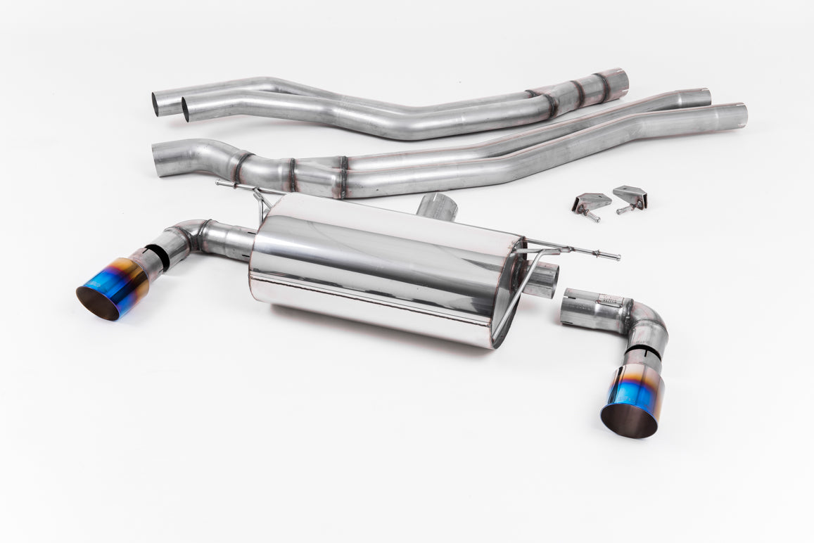 Resonated (Quieter) Cat-Back Exhaust System with Burnt Titanium GT-90 Trims