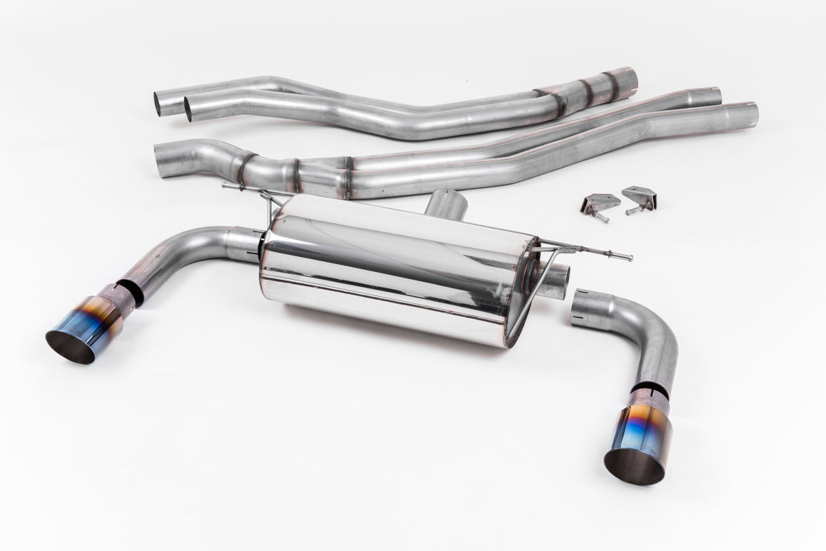 Resonated (Quieter) Cat-Back Exhaust System with Burnt Titanium GT-90 Trims