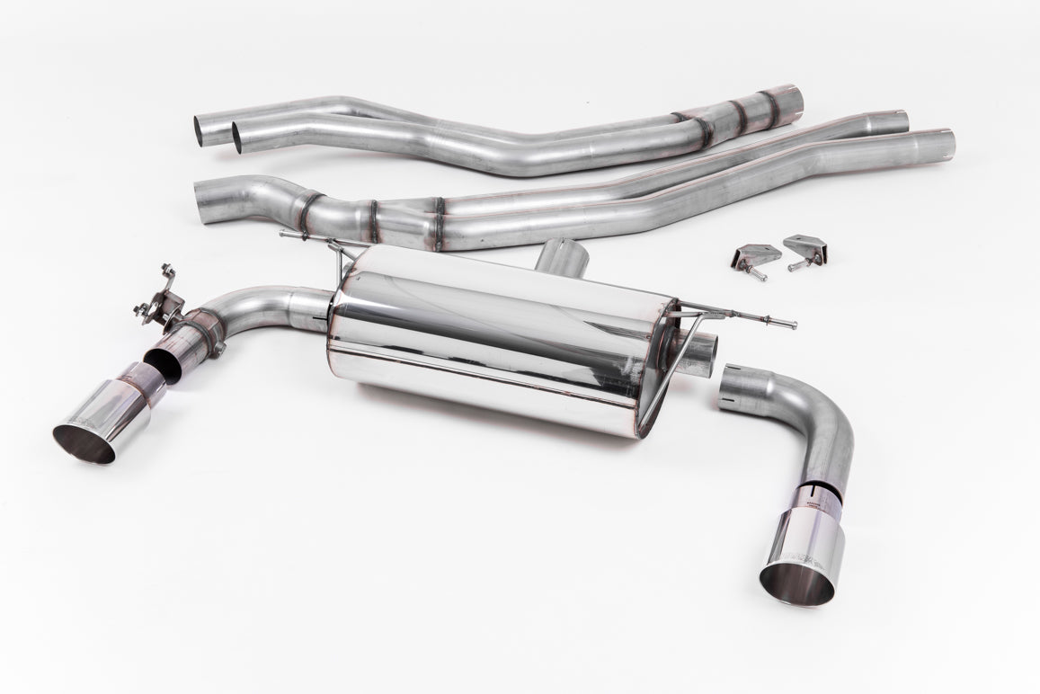 Non-Resonated (Louder) Race Cat-Back Exhaust System with Polished GT-90 Trims