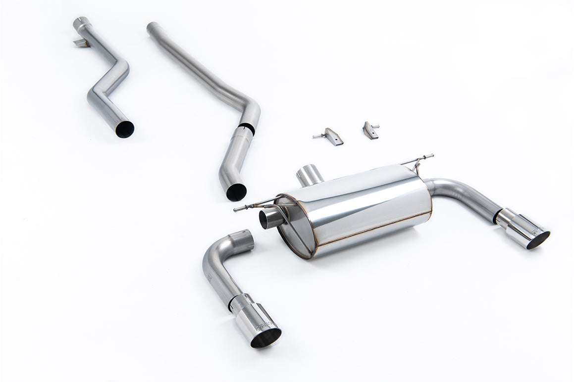 BMW F30 320i M Sport - Race Non-Resonated (Loudest) Cat-Back Exhaust System with Polished GT-90 Trims (For M340i Valance)