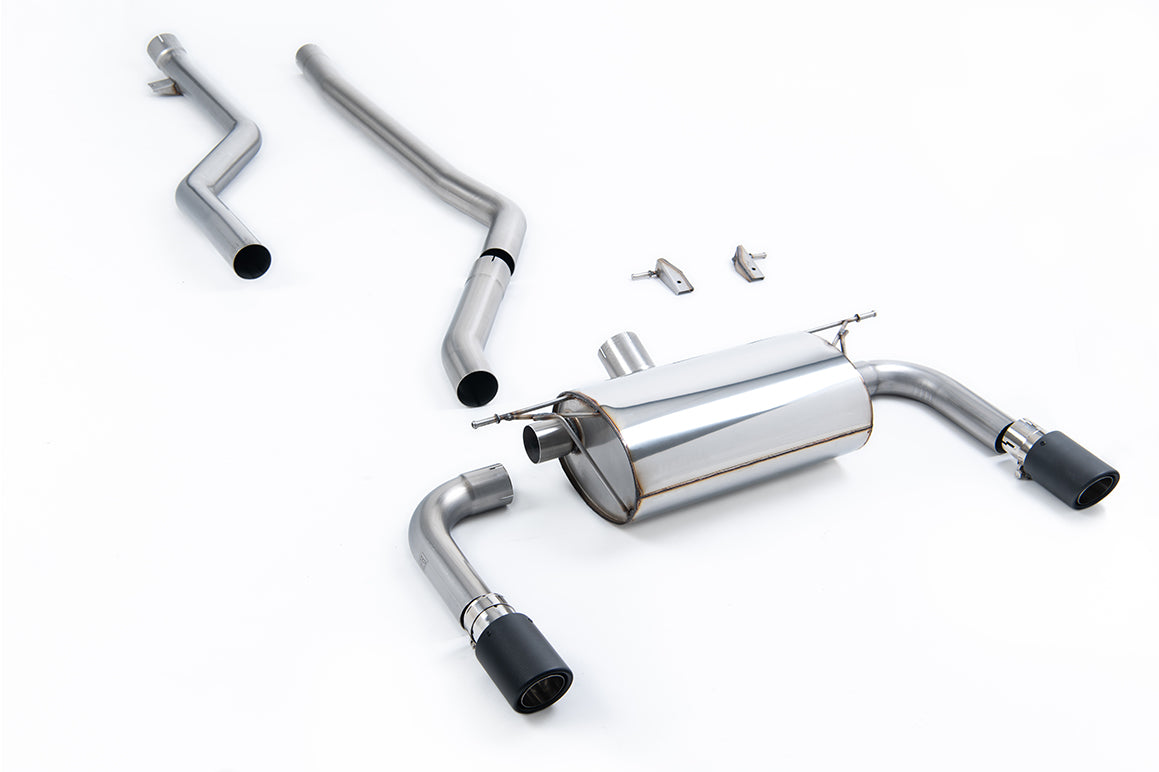 BMW F30 320i M Sport - Race Non-Resonated (Loudest) Cat-Back Exhaust System with Carbon Fibre Jet-90 Trims (For M340i Valance)