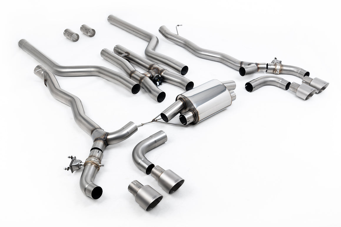 BMW M5 F90 (GPF Equipped) - Cat Back Exhaust System with Brushed Titanium GT-100 Trims