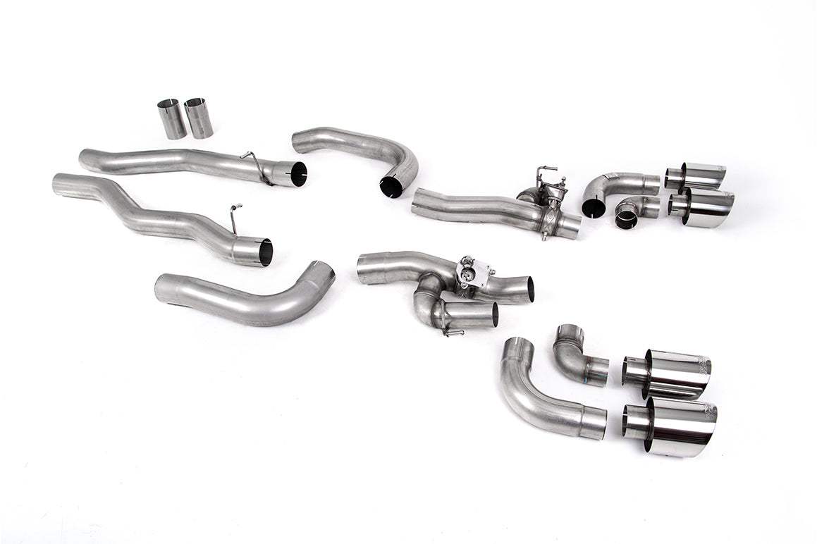 BMW M8 F91/92/93 (GPF Equipped) - OPF/GPF Back System with valved Rear Silencer Bypass & GT-115 Polished Trims