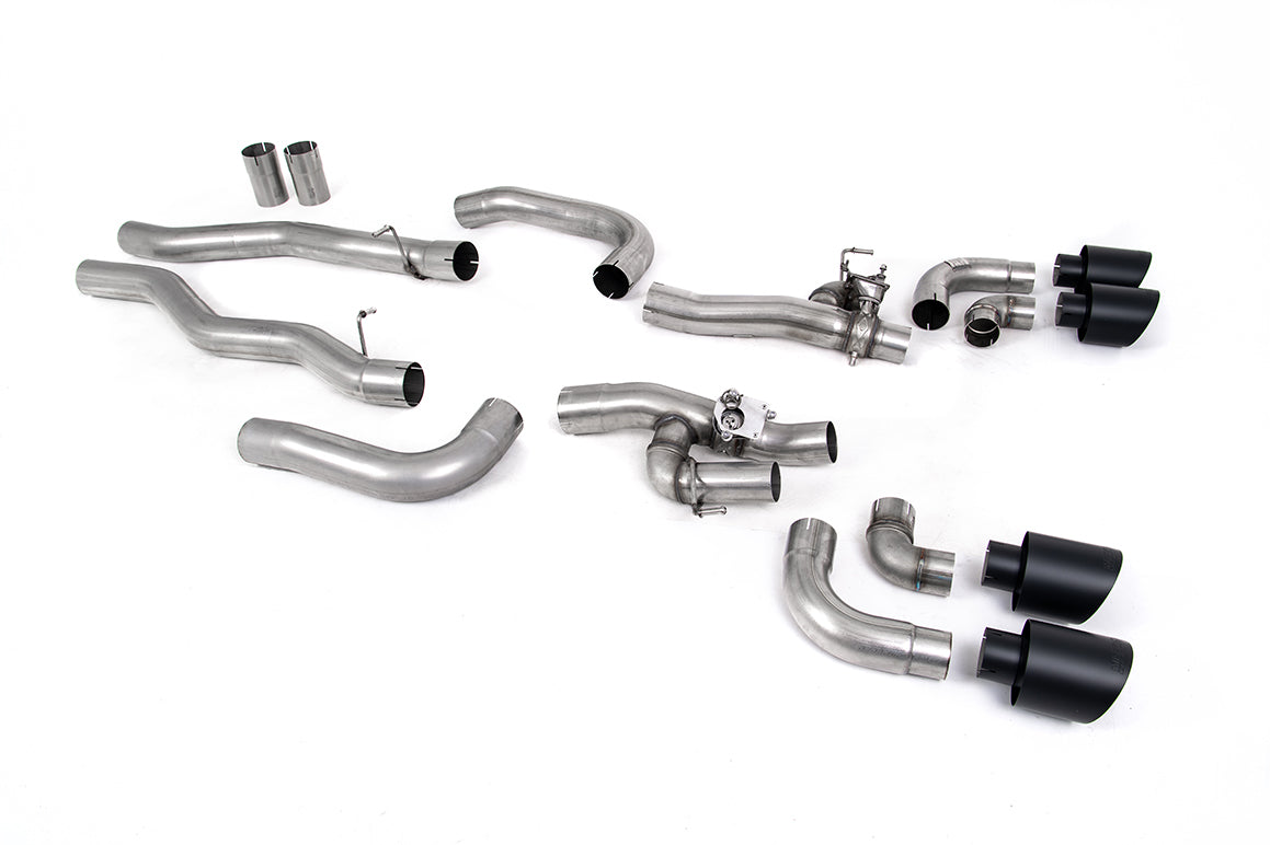 BMW M8 F91/92/93 (GPF Equipped) - OPF/GPF Back System with valved Rear Silencer Bypass & GT-115 Cerakote Black Trims