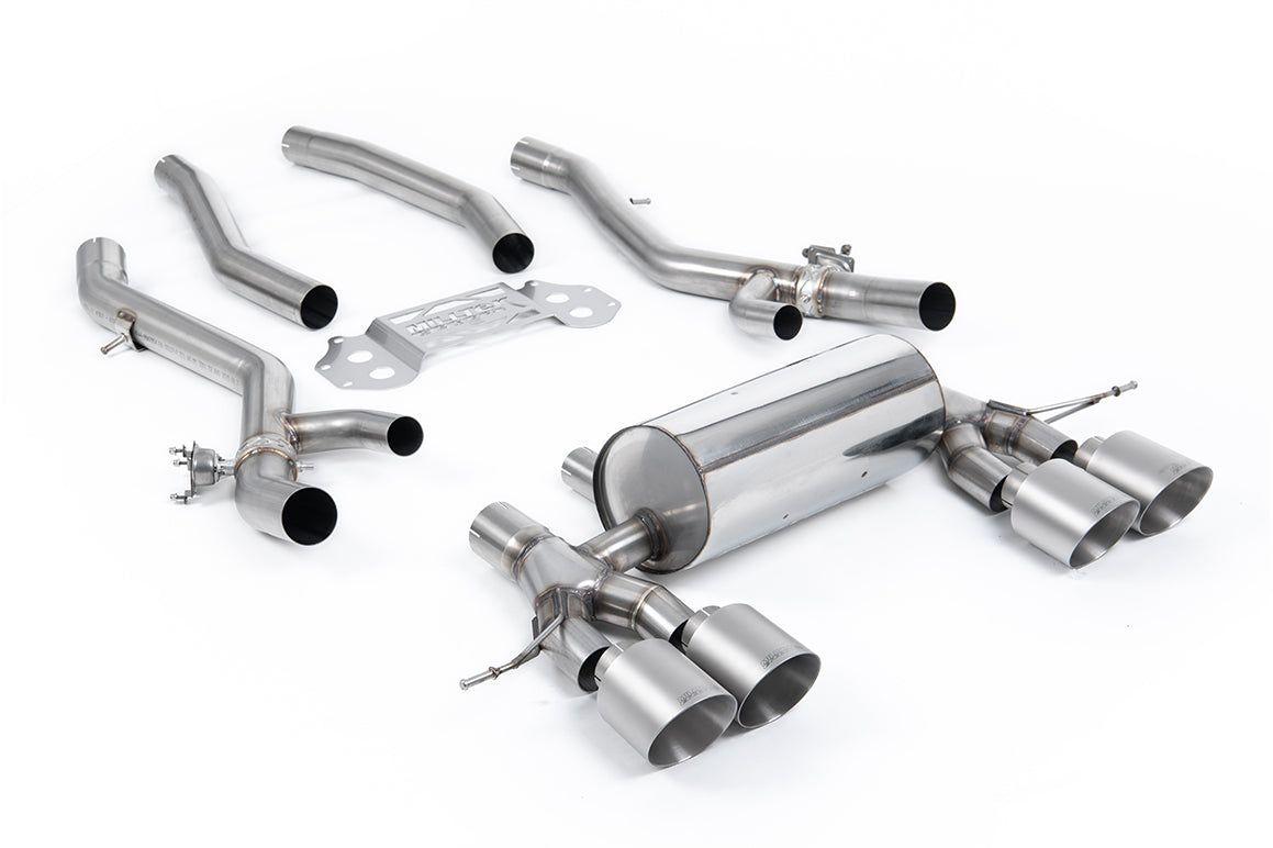 BMW G8X M3/M4 - OPF/GPF Back with Centre Resonator Bypass System with GT-115 Brushed Titanium Trims