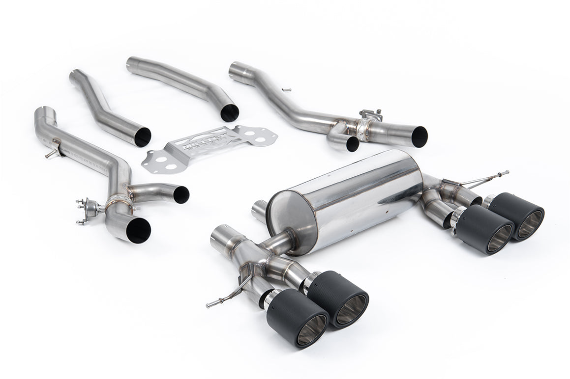 BMW G8X M3/M4 - OPF/GPF Back with Centre Resonator Bypass System with JET-115 Carbon Fibre Trims