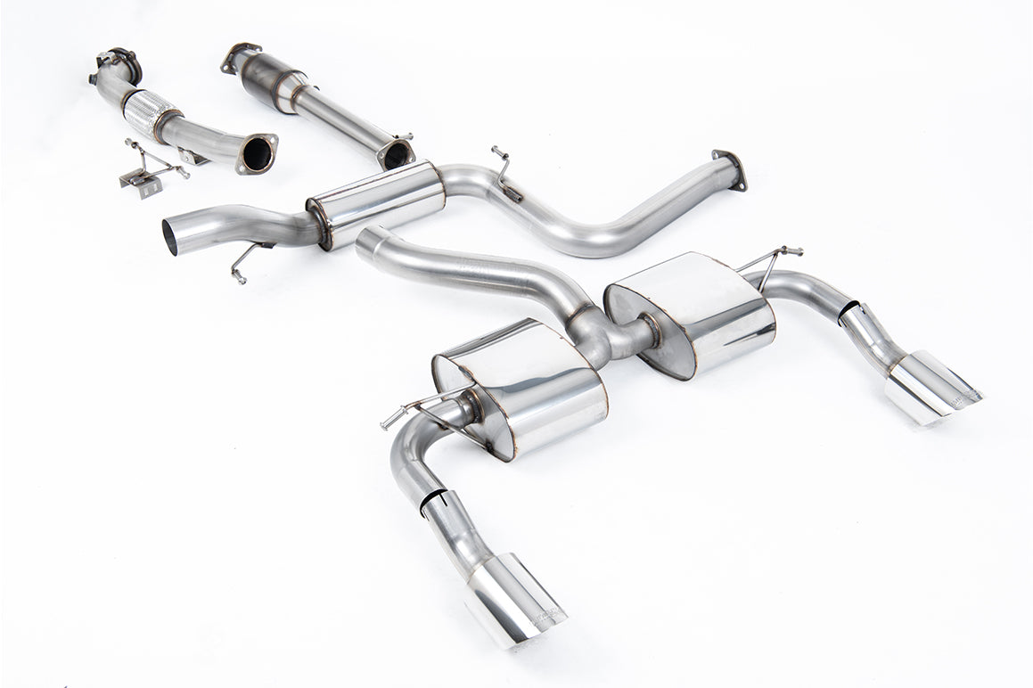 Ford Focus MK2 RS - Resonated (Quieter) Turbo-Back Exhaust System with Hi-Flow Sports Catalyst & Dual DTM Trims