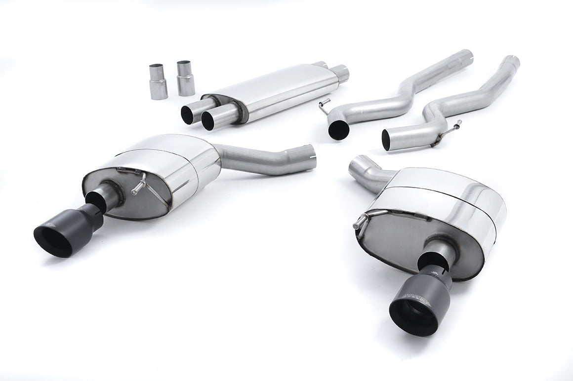 Ford Mustang 5.0 V8 GT (Fastback) - Resonated (Quieter) Cat-Back Exhaust System with Cerakote Black GT-100 Trims