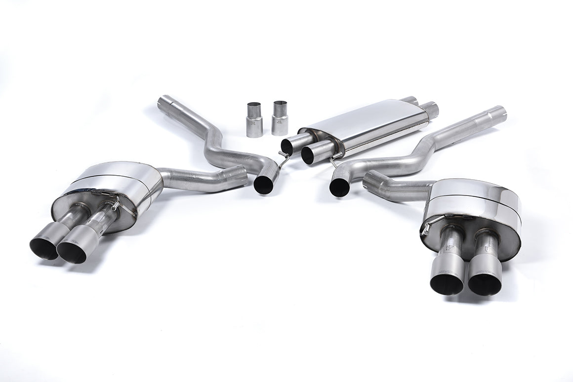 Ford Mustang 5.0 V8 GT (Fastback) - Resonated (Quieter) Cat-Back Exhaust System with Quad Titanium GT-90 Trims (For Roush Valance)