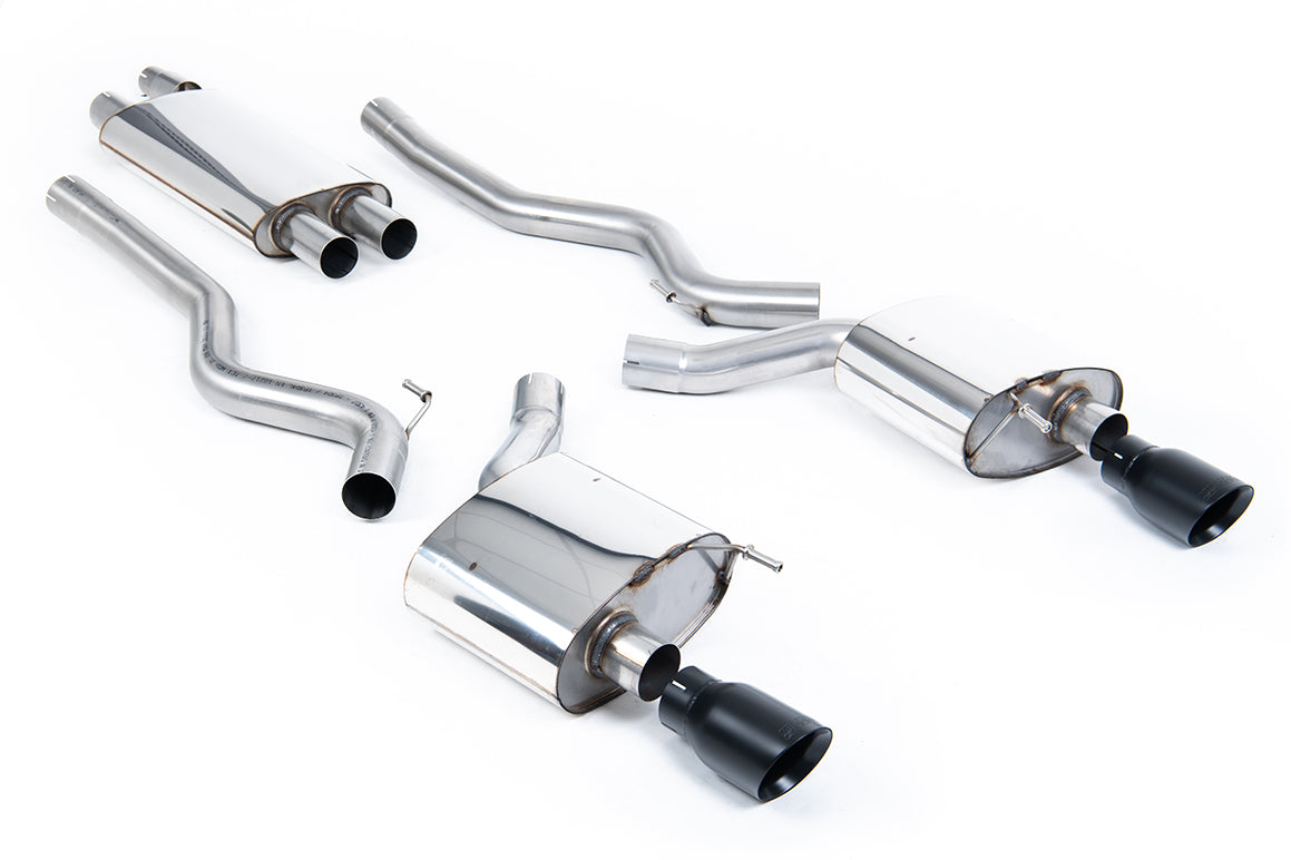 Ford Mustang 2.3 (S550 Fastback) - Resonated (Quieter) Cat-Back Exhaust System with GT-100 Cerakote Black Trims