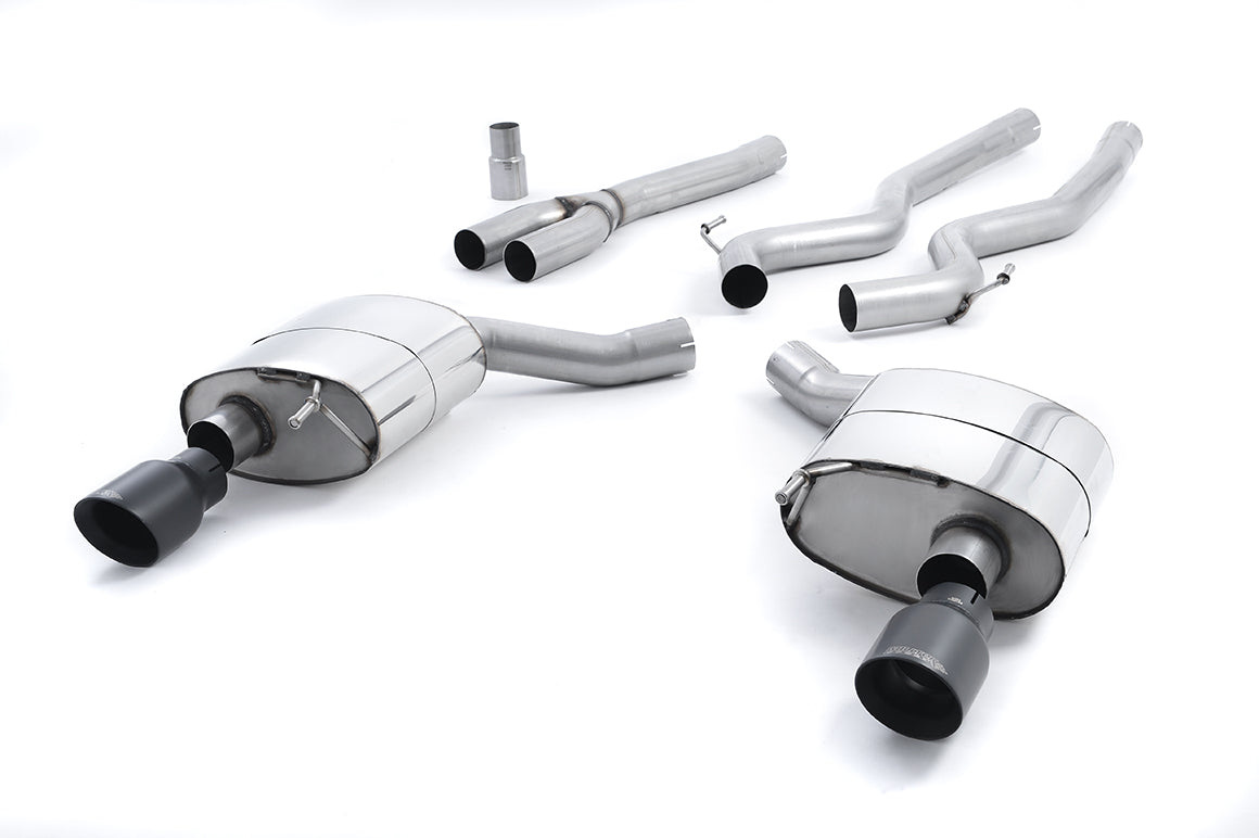 Ford Mustang 2.3 (S550 Fastback) - Non-Resonated (Louder) Cat-Back Exhaust System with GT-100 Cerakote Black Trims