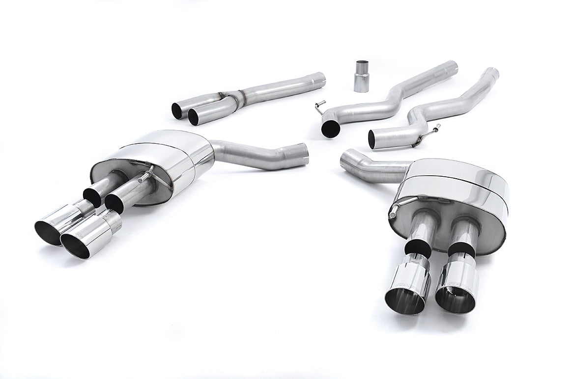 Ford Mustang 2.3 (S550 Fastback) - Non-Resonated (Louder) Cat-Back Exhaust System with GT-90 Polished Trims (For Roush Valance)