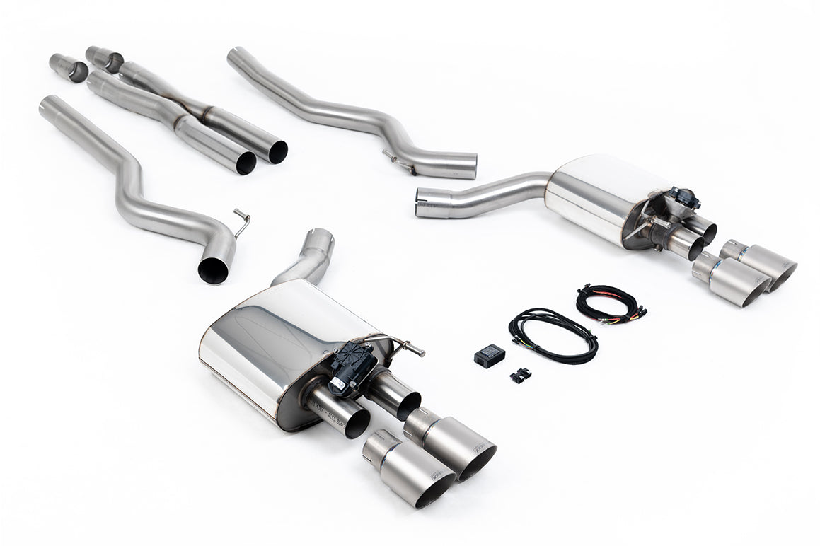 Ford Mustang 5.0 V8 GT (Fastback) - Valved Cat-Back Exhaust System with Quad Titanium GT-90 Trims