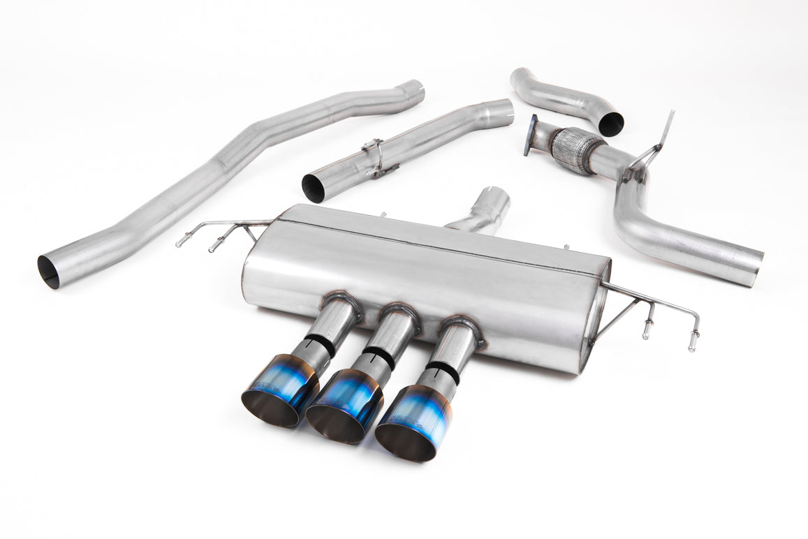 Honda Civic FK8 Type R - Non-Resonated (Louder) Cat-Back Exhaust System with 3 x Burnt Titanium GT-100 Trims