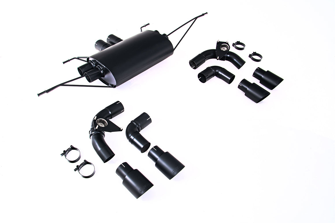 Land Rover Defender 130 5.0 V8 (NAS Non GPF Models) - Upgraded Option for Rear Silencer, Valved Outlet and Inner Outlet pipes in Cerakote Satin Black with Clamp Kit
