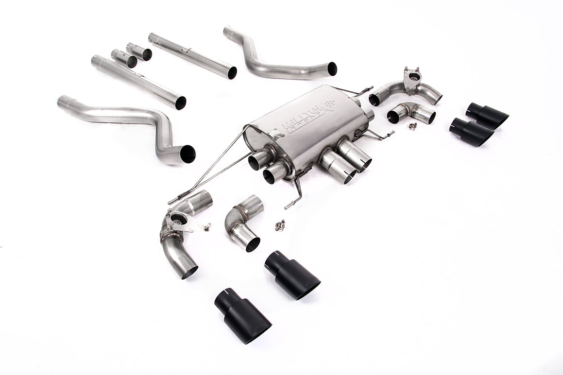 Land Rover Defender 90 5.0 V8 (NAS Non GPF Models) - Cat Back Valved System with Cerakote Black Trims - Non Resonated (Loudest)