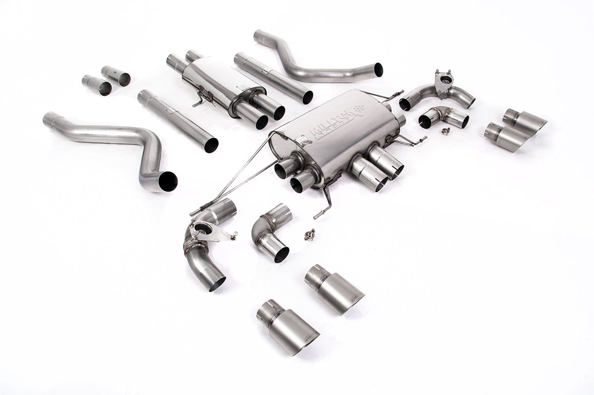 Land Rover Defender 110 5.0 V8 (NAS Non GPF Models) - Cat Back Valved System with Brushed Titanium Trims - Resonated