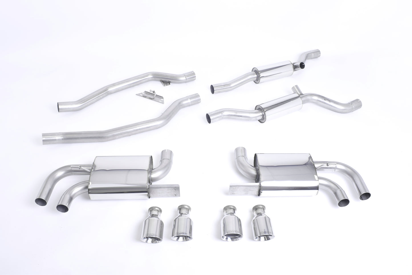 Porsche Cayenne 958 Turbo V8 (Pre-Facelift) - Resonated (Quieter) Cat-Back Exhaust System with Cup Style Polished Trims