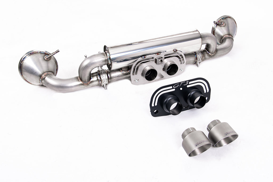 Porsche 992.1 GT3 - Rear Silencer(s) with GT-100 Brushed Titanium Trims