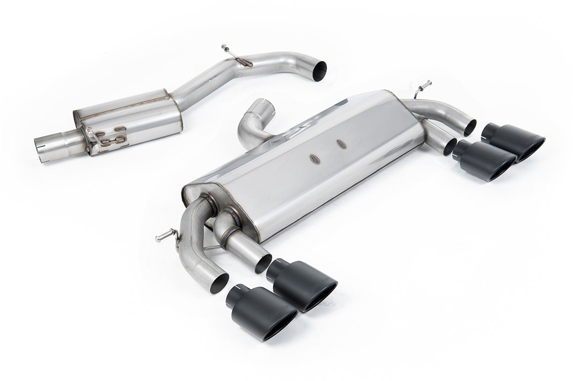 VW Golf R MK7 2.0 TSI (76.2mm systems) - Resonated RACE (Quieter) Cat-Back Exhaust System with Cerakote Black Oval Tips