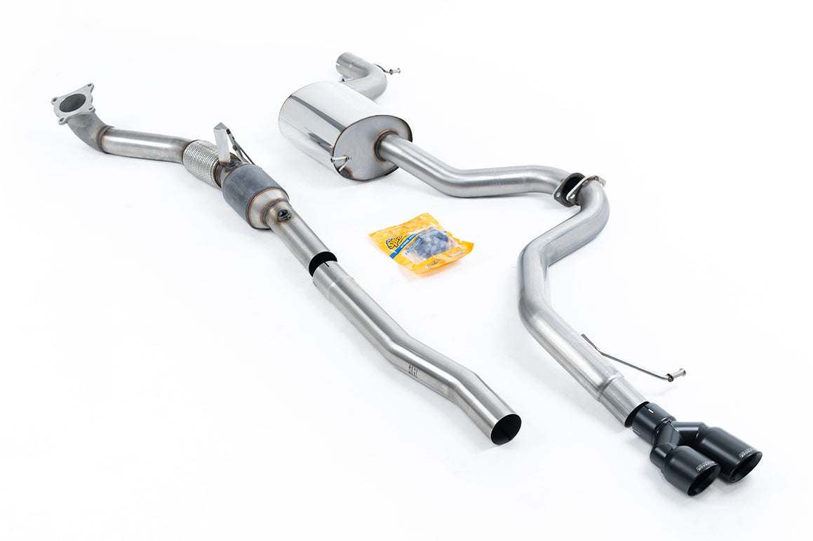 VW Jetta MK6 GLI 2.0T TSI - Resonated (Quieter) Turbo-Back Exhaust System with Hi-Flow Sports Catalyst & Twin Cerakote Black Tips