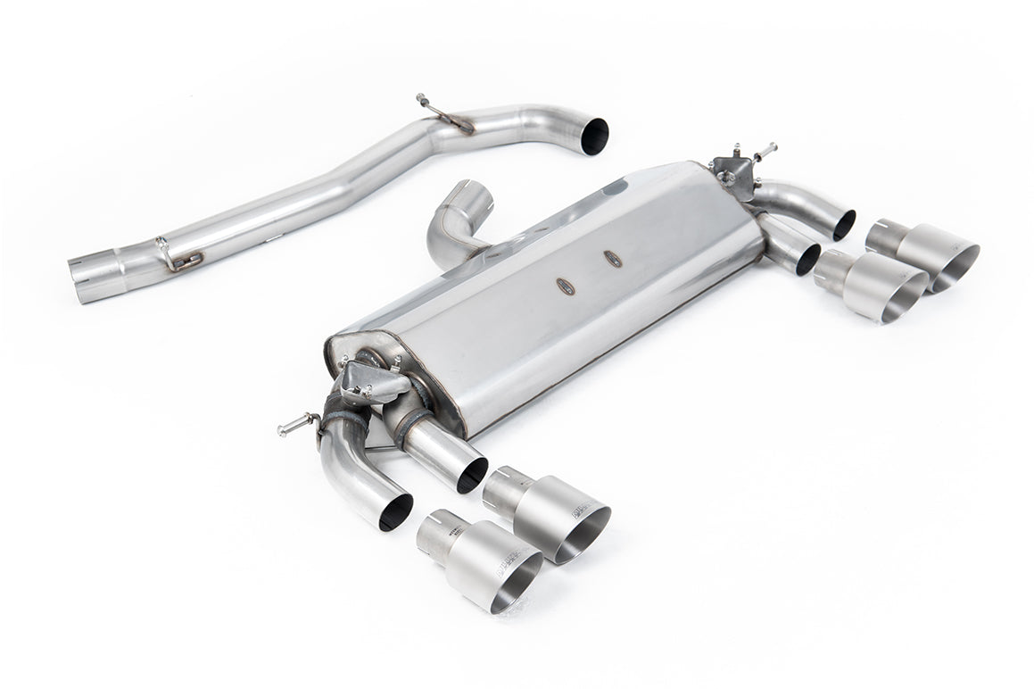 VW Golf R MK7 2.0 TSI (76.2mm systems) - Non-Resonated (Louder) Cat-Back Exhaust System with Titanium GT-100 Round Trims