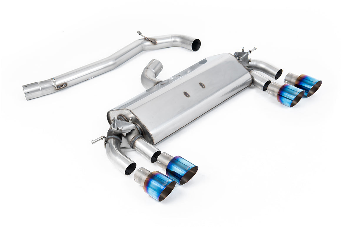VW Golf R MK7 2.0 TSI (76.2mm systems) - Non-Resonated (Louder) Cat-Back Exhaust System with Burnt Titanium GT-100 Round Trims