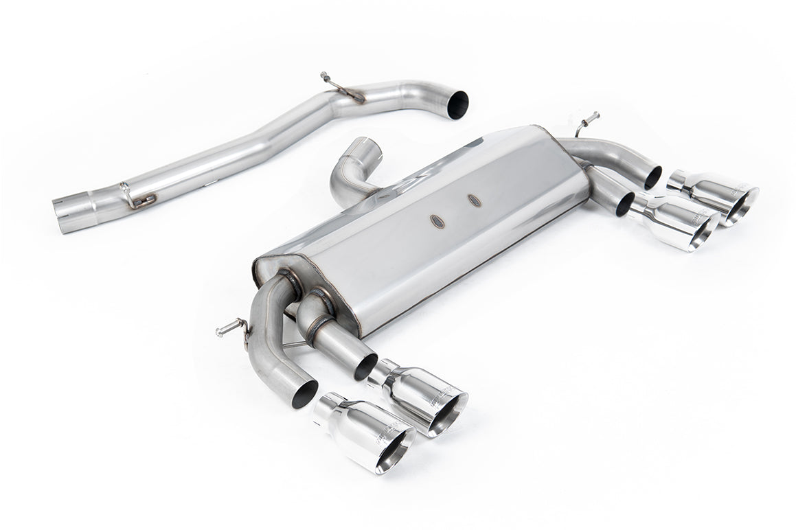 VW Golf R MK7 2.0 TSI (76.2mm systems) - Non-Resonated RACE (Loudest) Cat-Back Exhaust System with Polished GT-100 Round Trims
