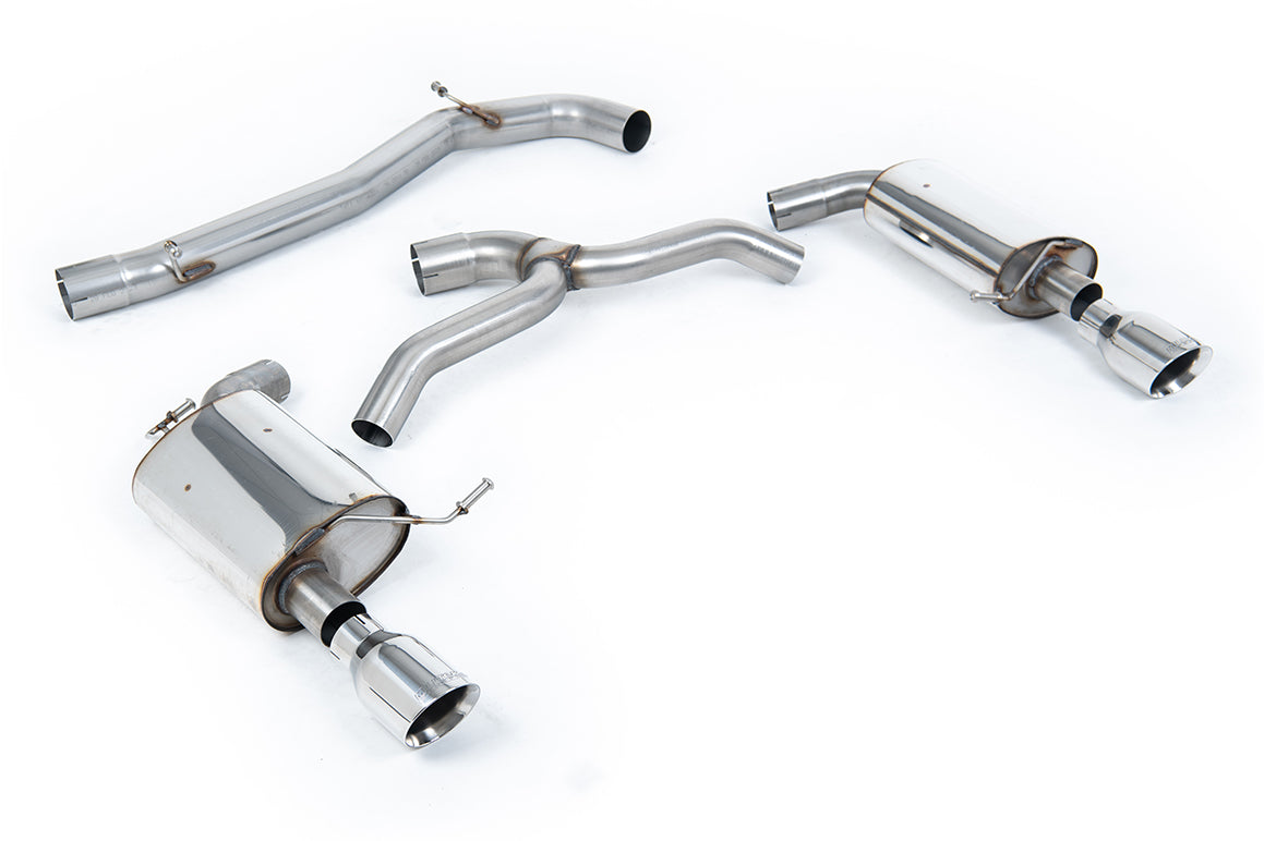 VW Golf 2.0TFSI Mk7 - Non-Resonated (Louder) Cat-Back Exhaust System with Polished GT-100 Trims