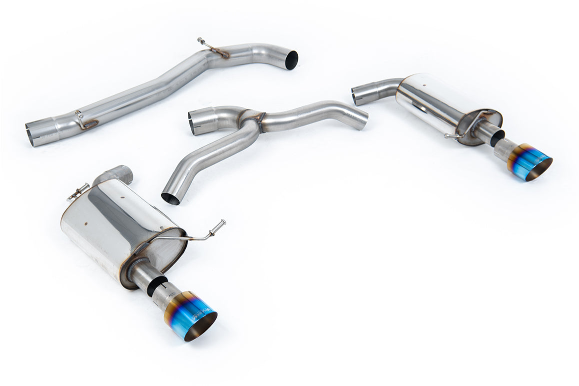 VW Golf 2.0TFSI Mk7 - Non-Resonated (Louder) Cat-Back Exhaust System with Burnt Titanium GT-100 Trims