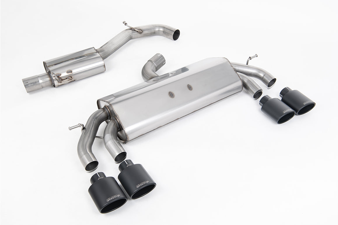 VW Golf R MK7.5 2.0 TSI 310ps (Non GPF Models & 76mm systems) - Non-Valved & Resonated (Quieter) Cat-Back Race Exhaust System with Cerakote Black Oval Tips