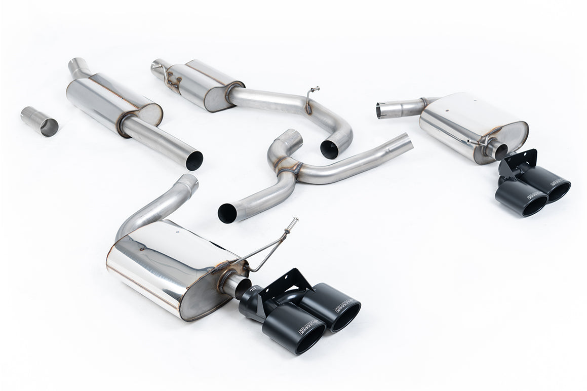 VW Golf R Mk7.5 Estate - Resonated (Quieter) Cat-Back Exhaust System with Black Quad Oval Tips
