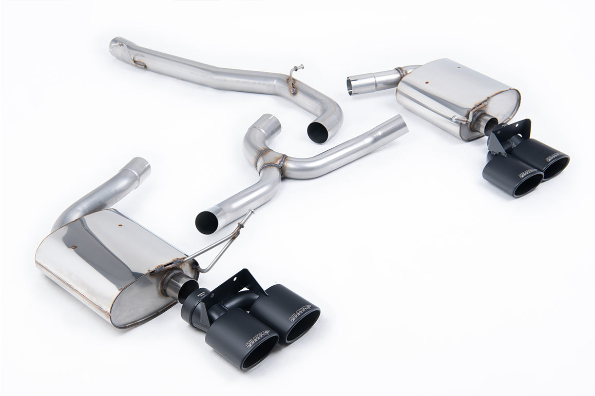 VW Golf R Mk7.5 Estate - Non-Resonated (Louder) Cat-Back Exhaust System with Cerakote Black Quad Oval Tips