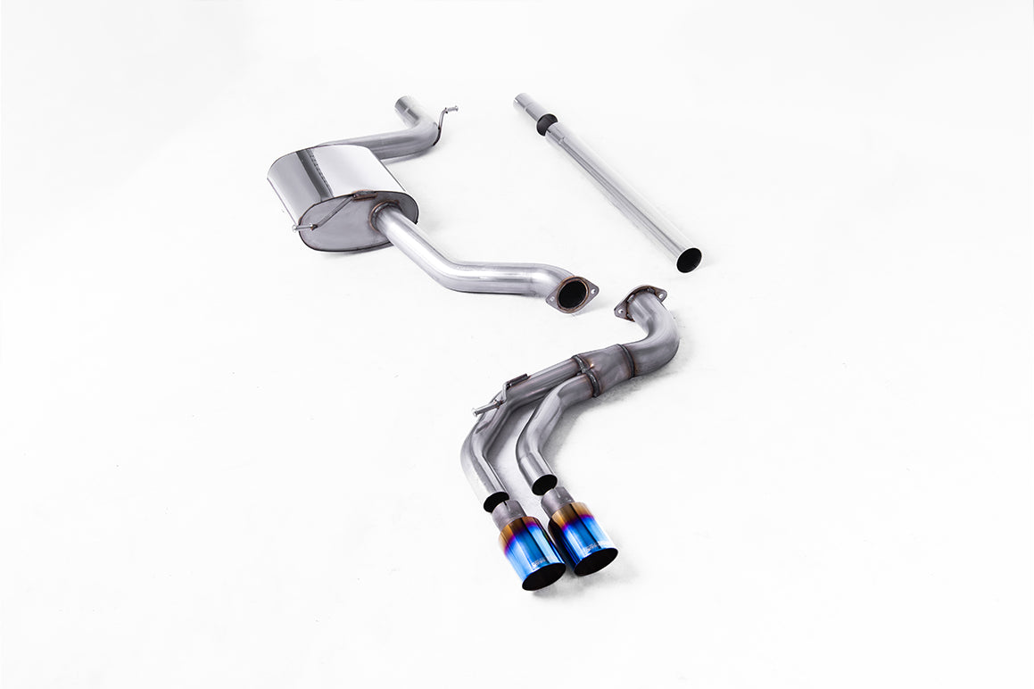 Seat Leon FR 1.8 TSI & VW Golf MK7.5 1.5TSI - Non-Resonated (Louder) Cat-Back Exhaust System with Burnt Titanium Trims (GTD Style)