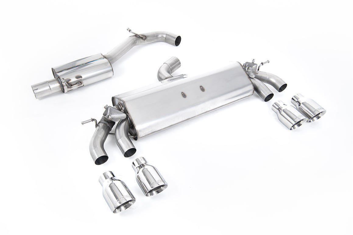 VW Golf R MK7.5 2.0 TSI 310ps (Non GPF Models & 76mm systems) - Resonated (Quieter) Cat-Back Exhaust System with Polished GT-100 Round Tips