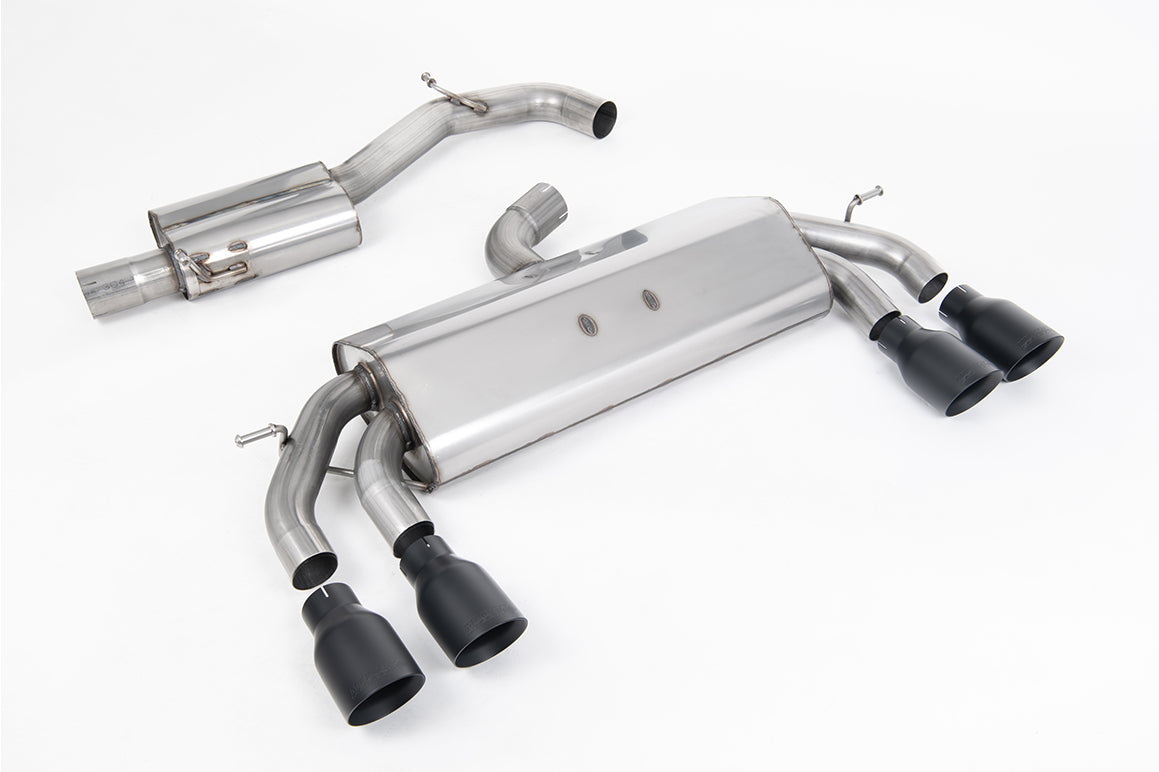 VW Golf R MK7.5 2.0 TSI 310ps (Non GPF Models & 76mm systems) - Non-Valved & Resonated (Quieter) Cat-Back Race Exhaust System with Black GT-100 Round Tips