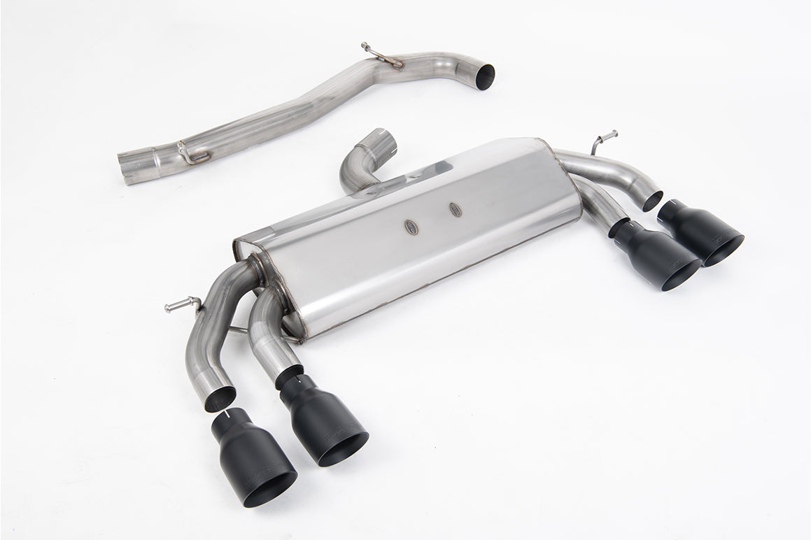 VW Golf R MK7.5 2.0 TSI 310ps (Non GPF Models & 76mm systems) - Non-Valved & Non-Resonated (Louder) Cat-Back Race Exhaust System with Cerakote Black GT-100 Round Tips