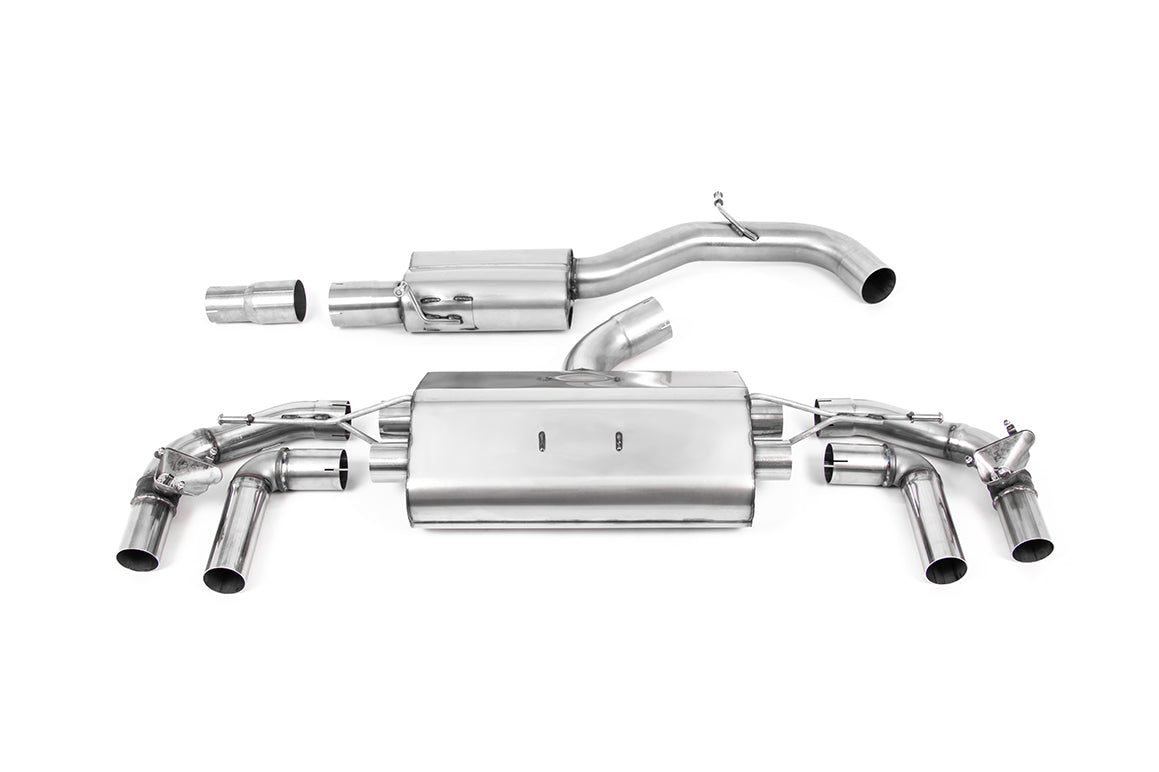 VW Golf R MK8/MK8.5 - 80MM Resonated (Quieter) OPF Back Exhaust System with Burnt Titanium GT-115 Trims