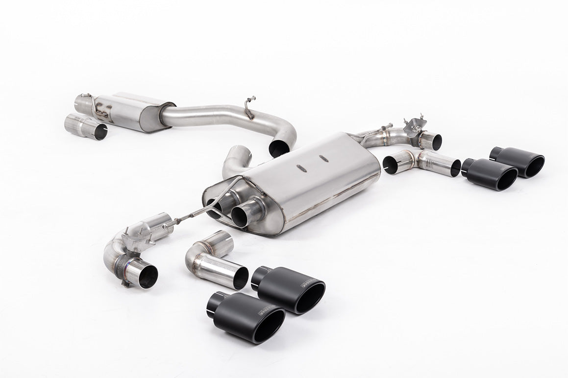 VW Golf R Mk7.5 - 80mm / 3.15 inch Valved Resonated (Quieter) Race System with Cerakote Black Oval Tips