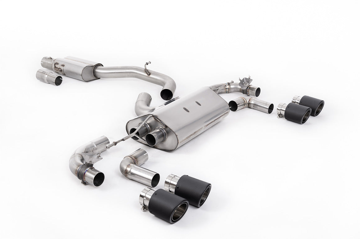 VW Golf R Mk7.5 - 80mm / 3.15 inch Valved Resonated (Quieter) Race System with Carbon JET-100 Round Tips