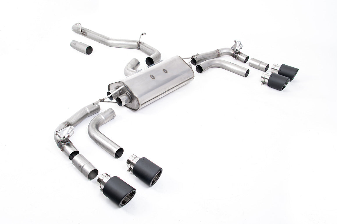 VW Tiguan R EA888.4 MQB EVO (GPF Models) - Non-Resonated (Louder) GPF/OPF Back Exhaust System with JET-100 Carbon Trims - Re-uses Factory Valve Motors