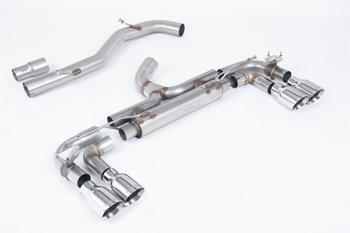 VW Golf R MK7 - 80mm Race Cat-back with GT-100 Polished Trims (Non-Resonated - Loudest)