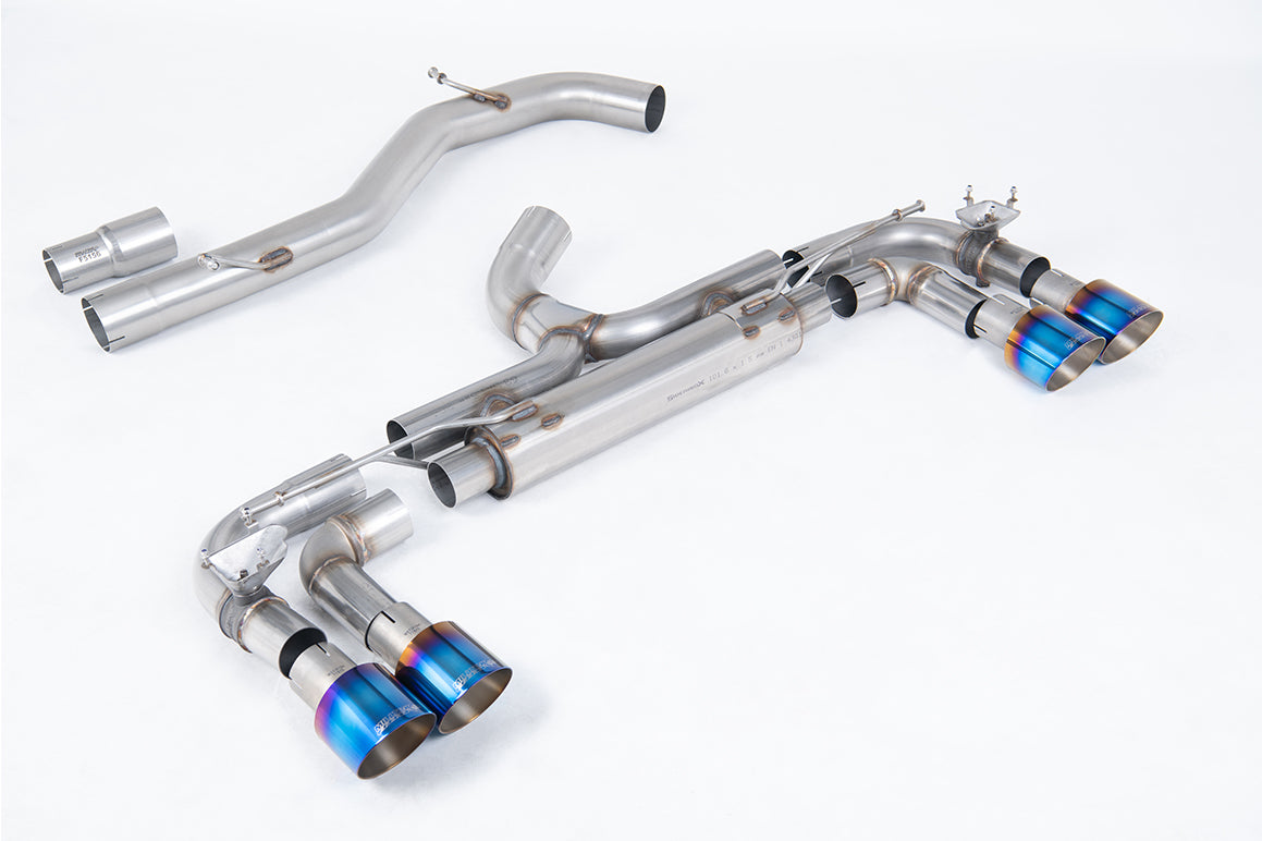 VW Golf R MK7 - 80mm Race Cat-back with GT-100 Burnt Titanium Trims (Non-Resonated - Loudest)