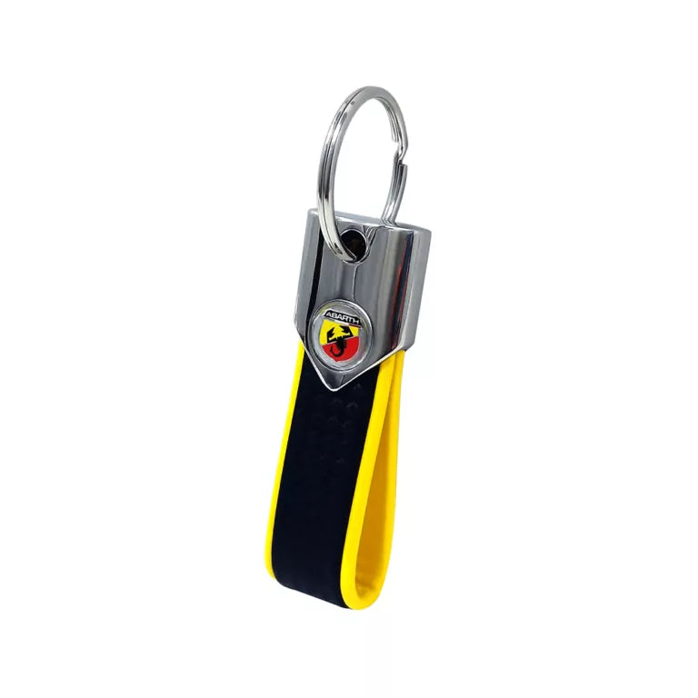 Abarth Carbon Effect Keyring - Yellow - Various Options