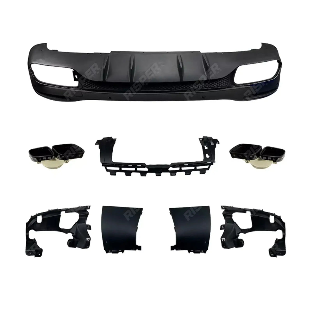 AMG Line Rear Diffuser With Tips In Gloss Black For Mercedes GLE W167 2019+