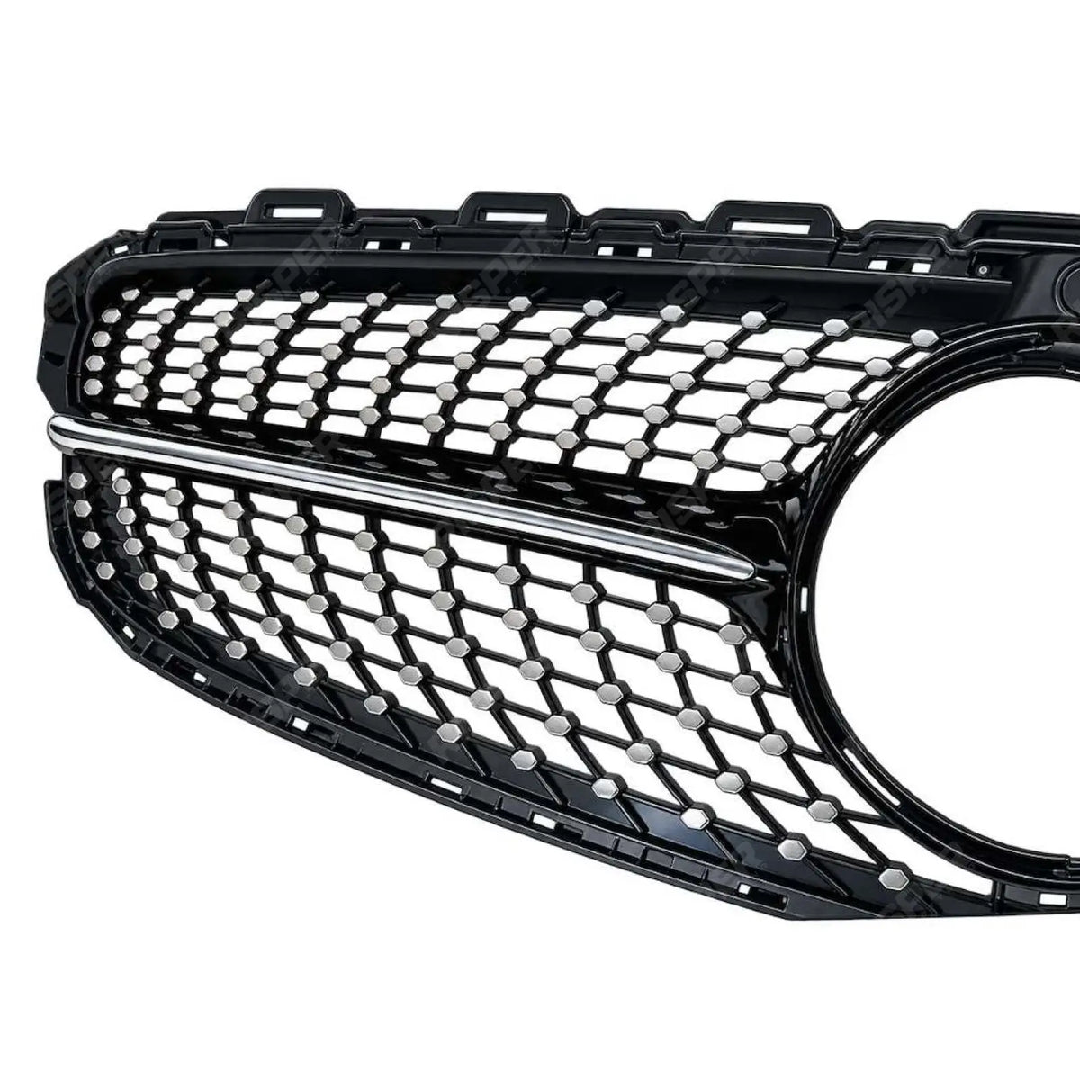Black and Chrome Diamond Grill (Camera Compatible) For Mercedes C205 W205 2015-2018