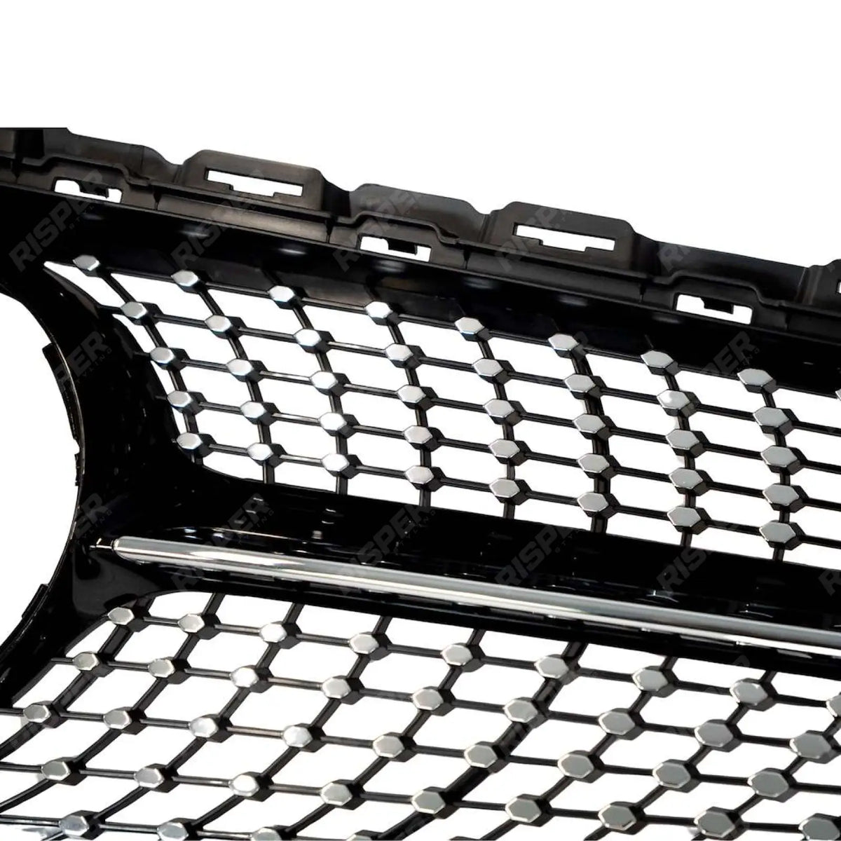 Black and Chrome Diamond Grill (Without Camera) For Mercedes C205 W205 2015-2018