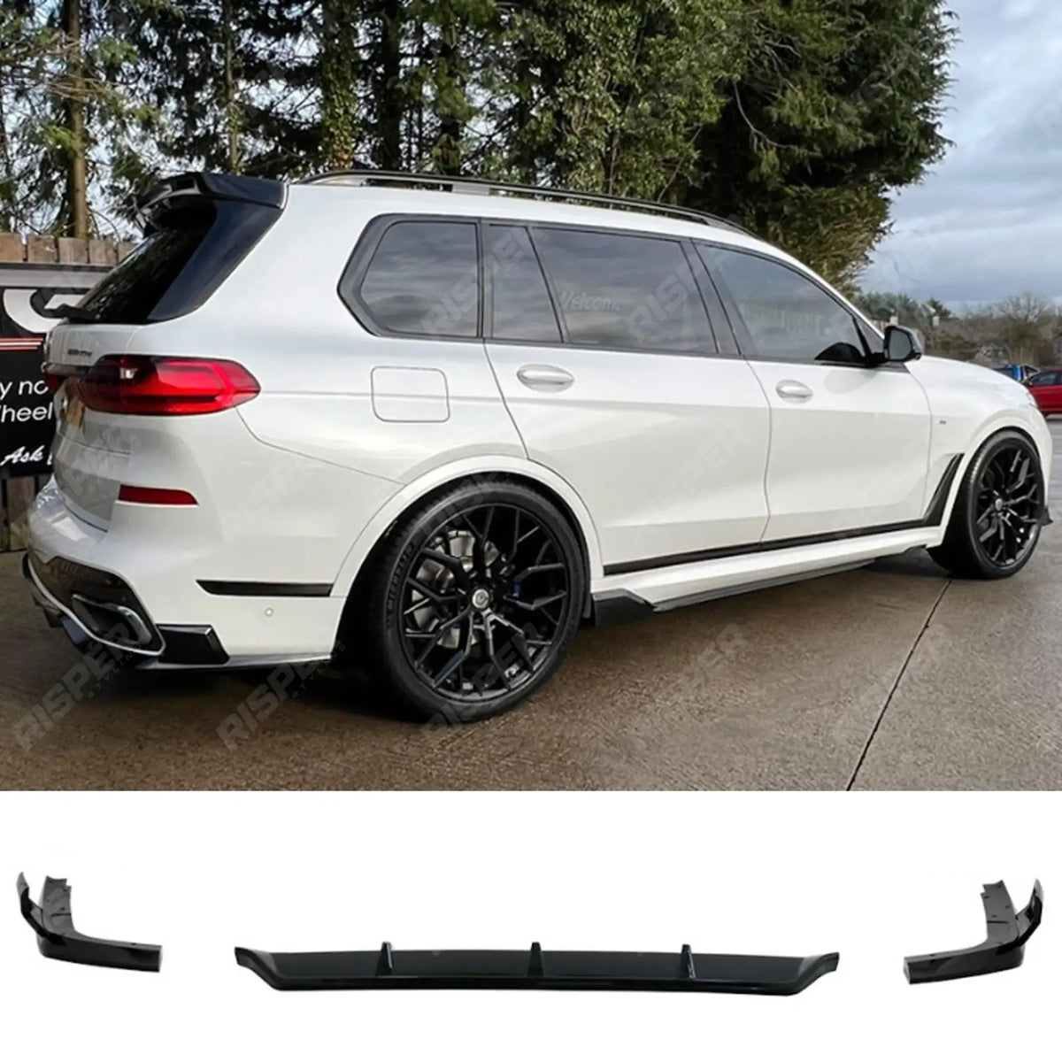 Black Knight Rear Diffuser In Gloss Black For BMW X7 G07 2018-2023