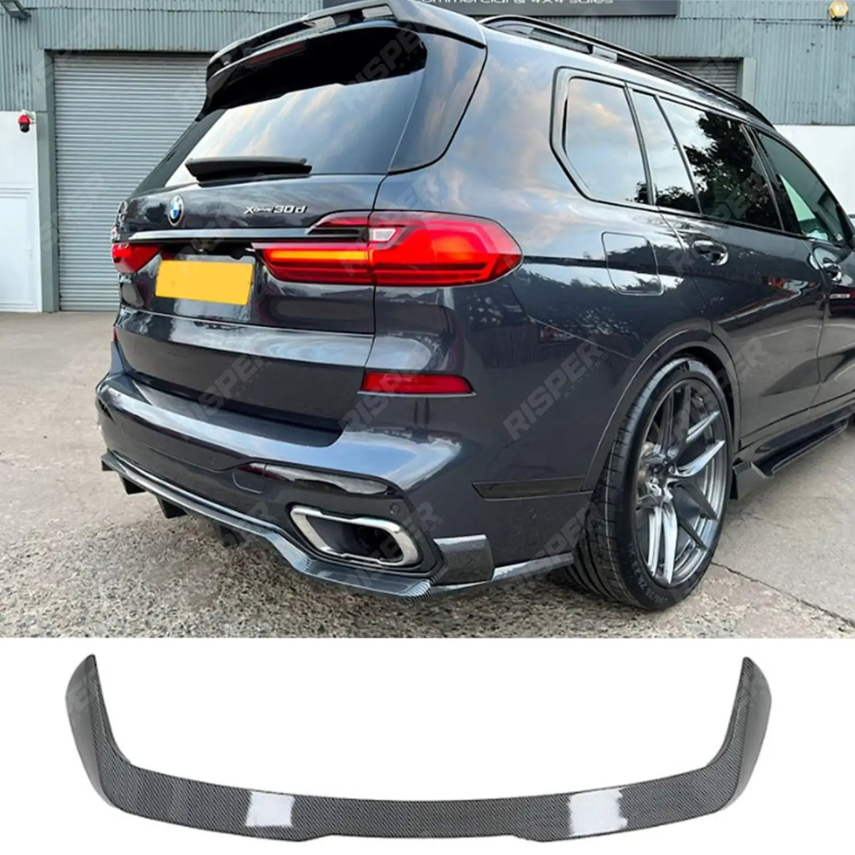 Black Knight Rear Roof Spoiler In Carbon Style For BMW X7 2018-2023