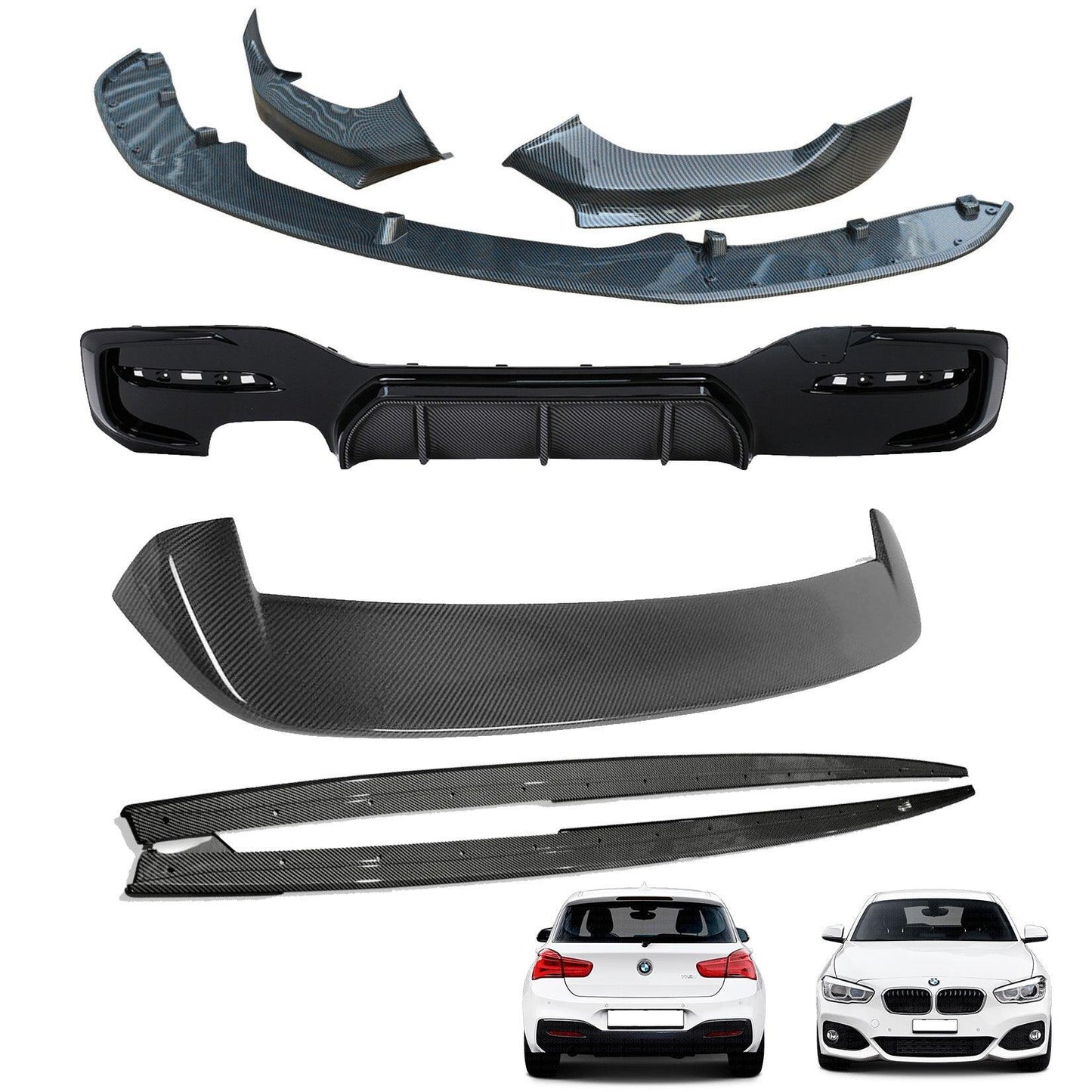 BMW 1 Series LCI M Sport F20 F21 2015-2019 Carbon Look Full Aero Body Kit - Diffuser 00___ - TMC Motorsport